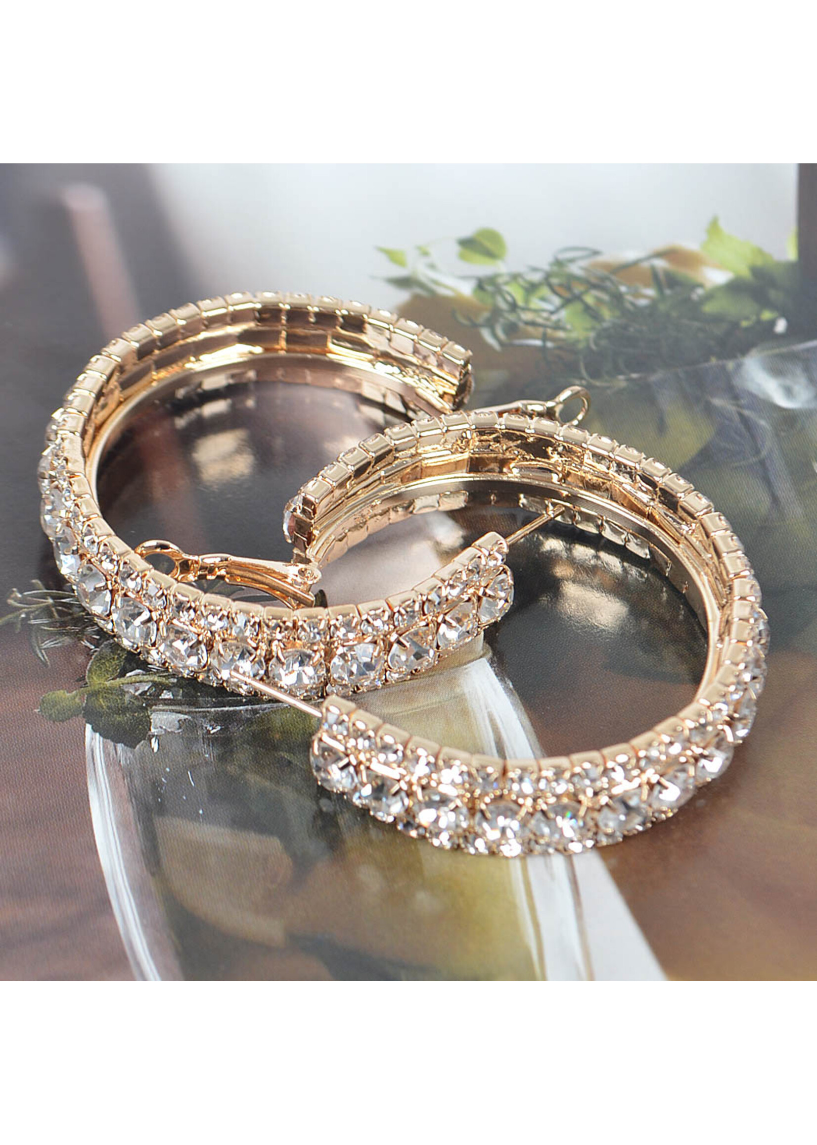 Multi Rhinestone 40mm Hoop Earring
