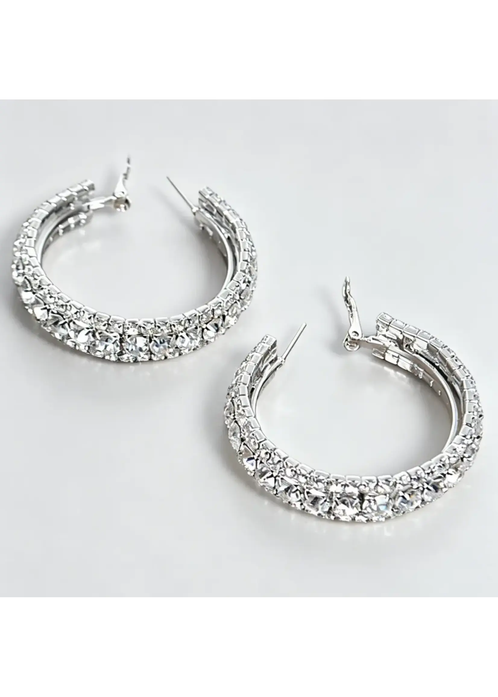 Multi Rhinestone 40mm Hoop Earring