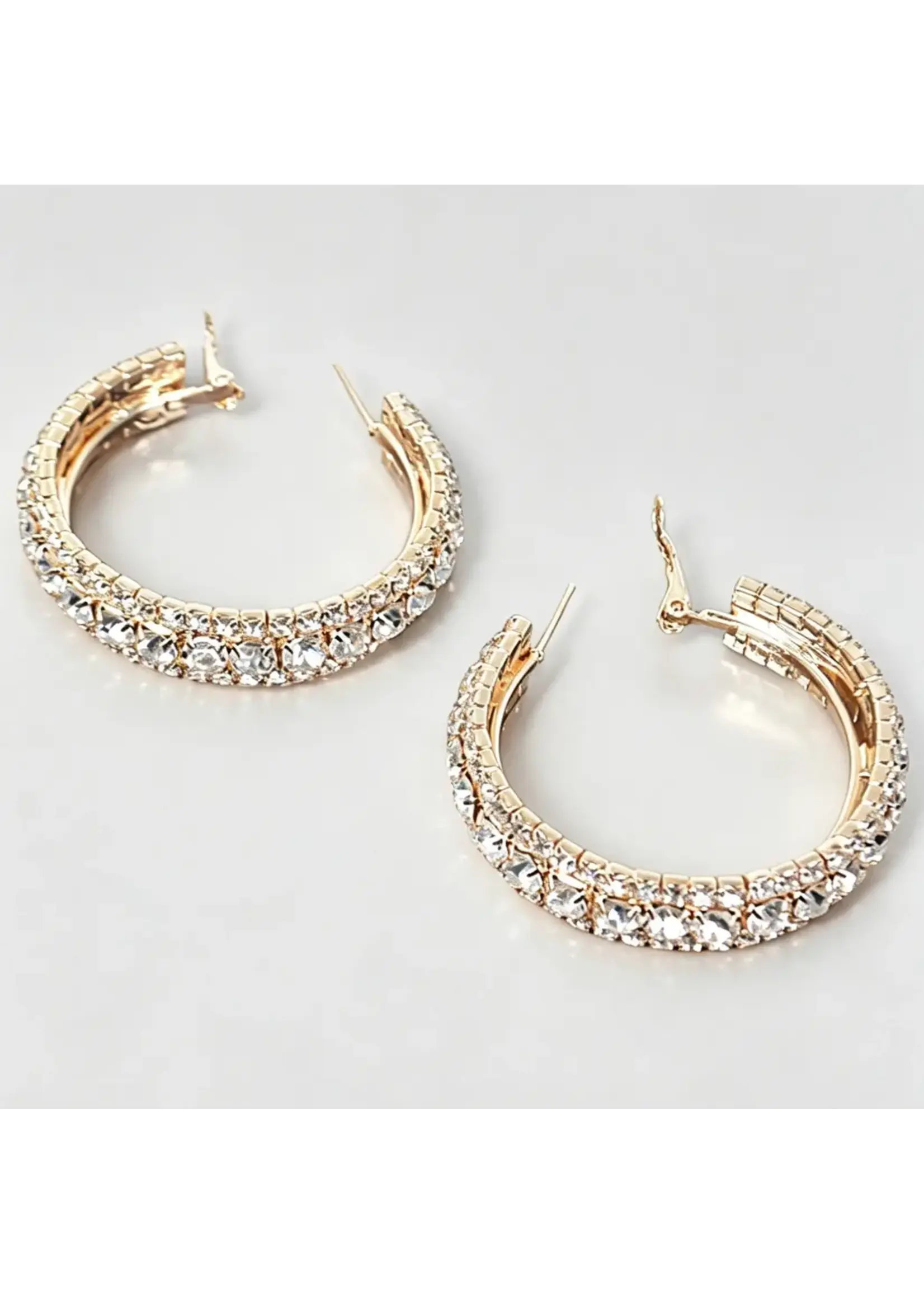 Multi Rhinestone 40mm Hoop Earring