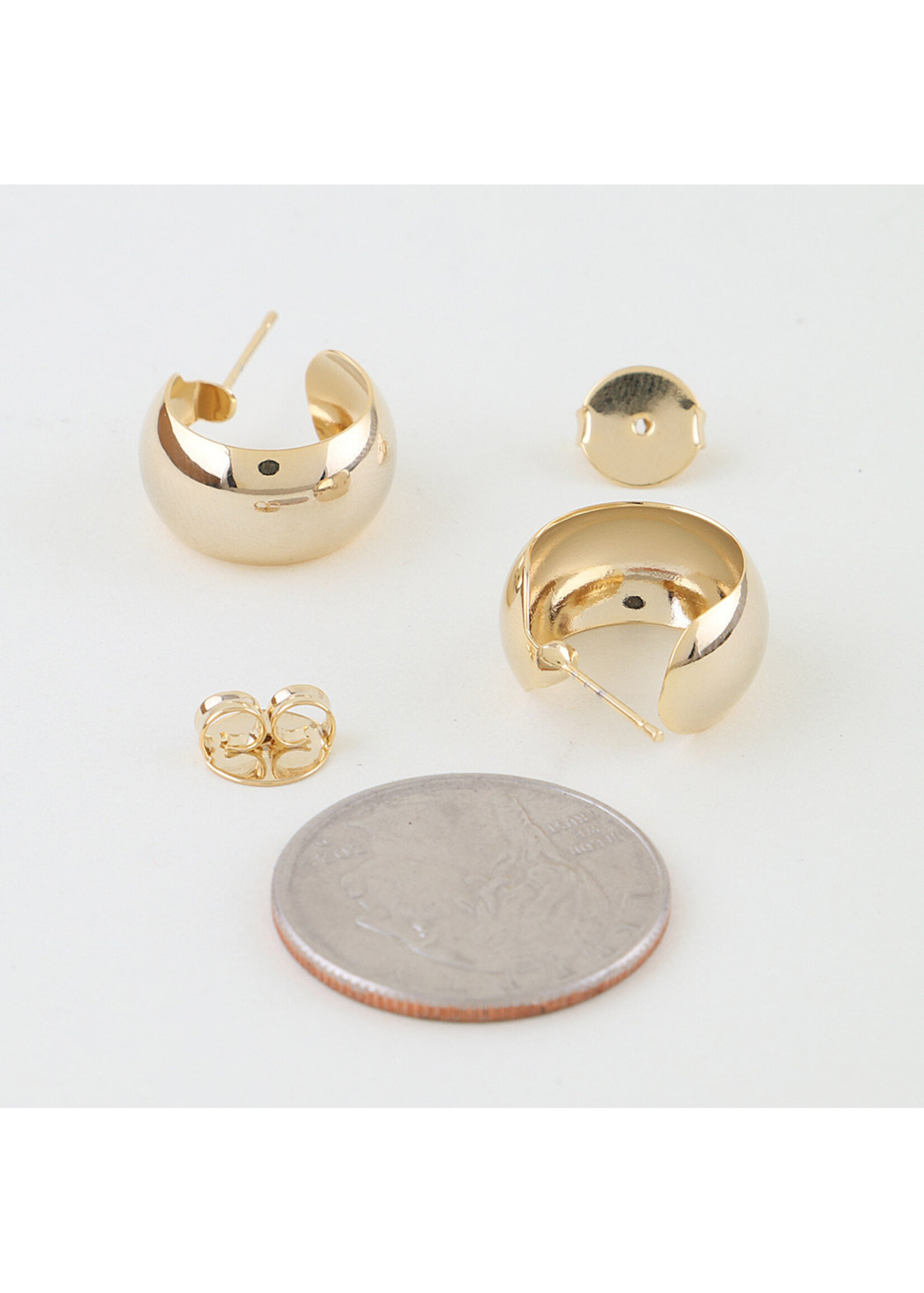 Polished Open Hoop Stud Earrings