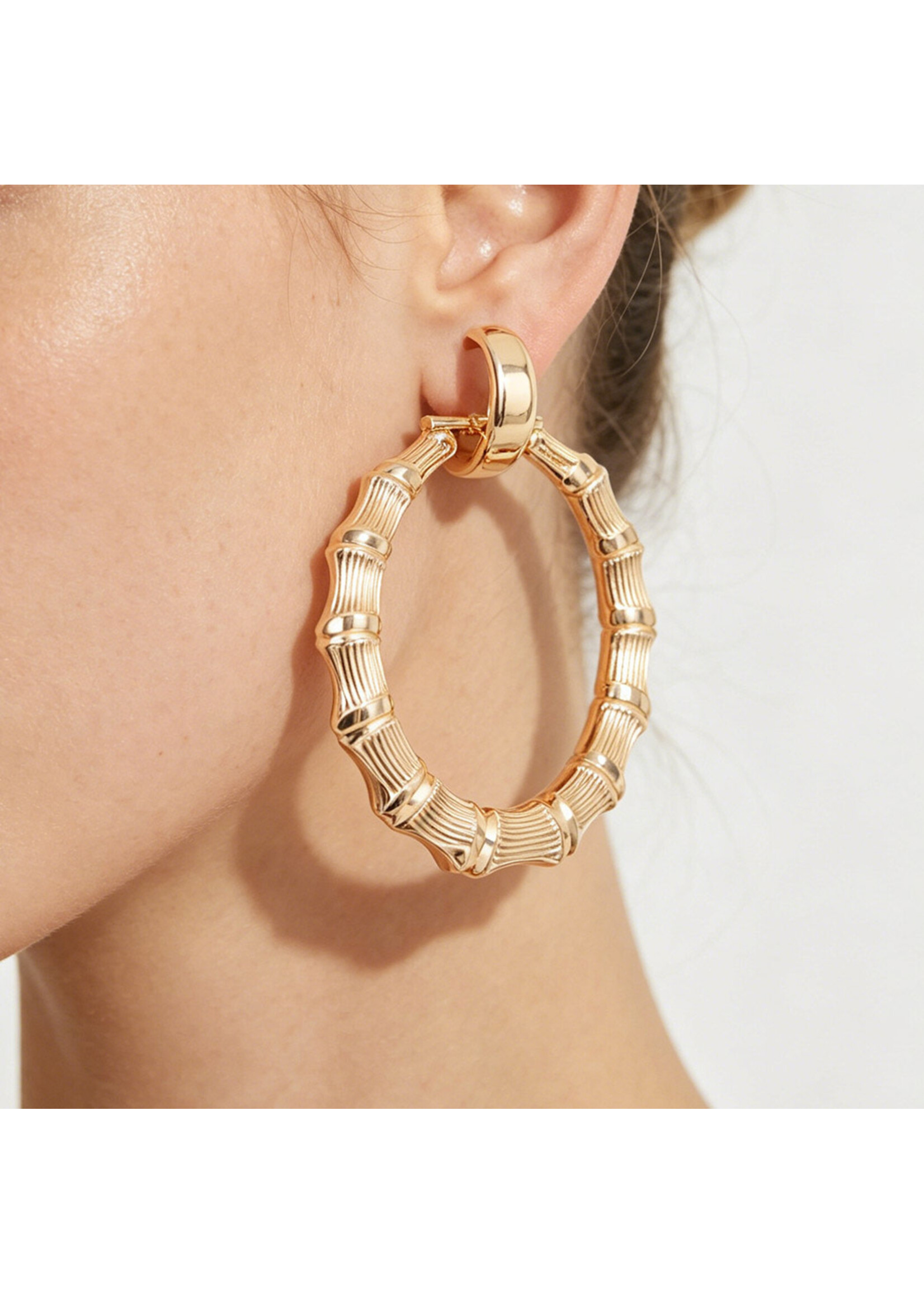 Polished Bamboo Hoop Earrings