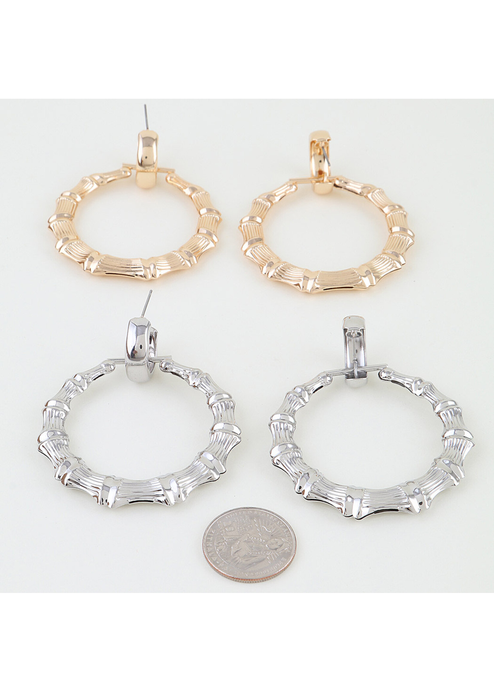 Polished Bamboo Hoop Earrings