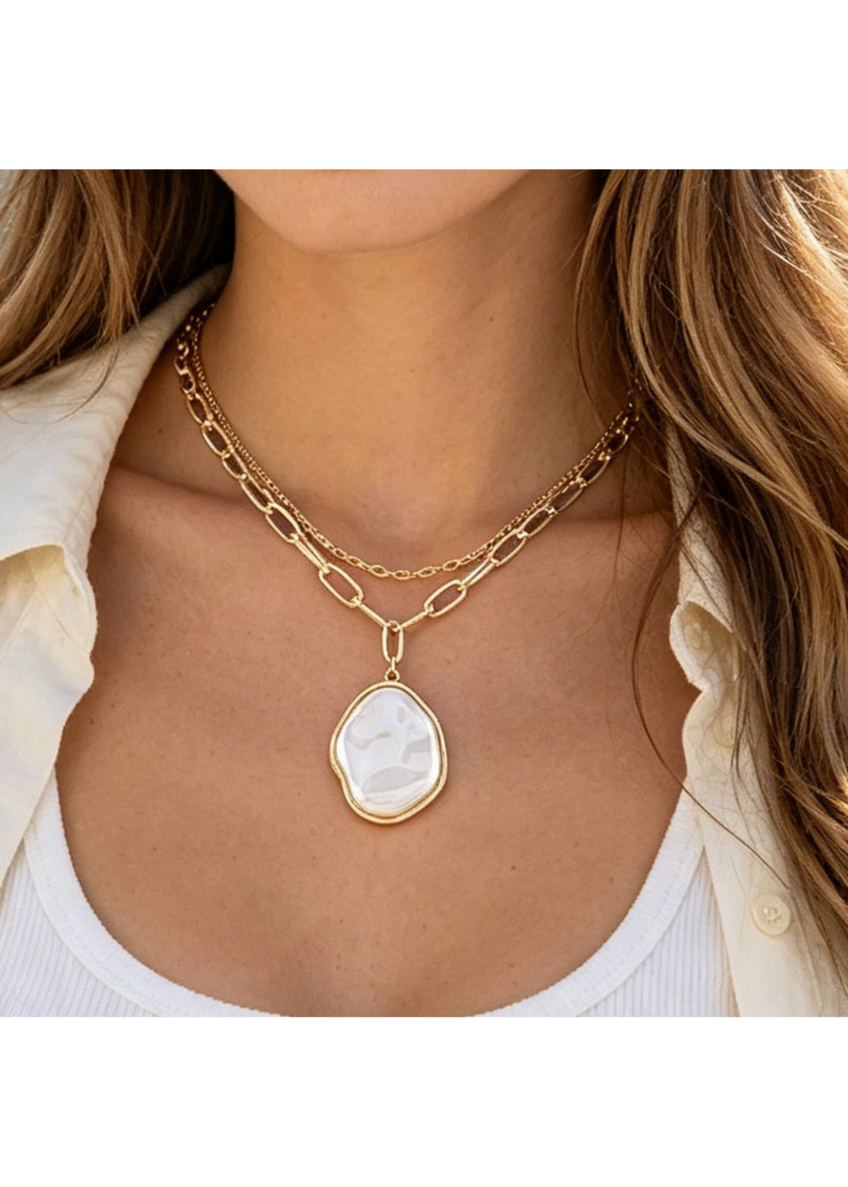 Double Chain Stone Necklace