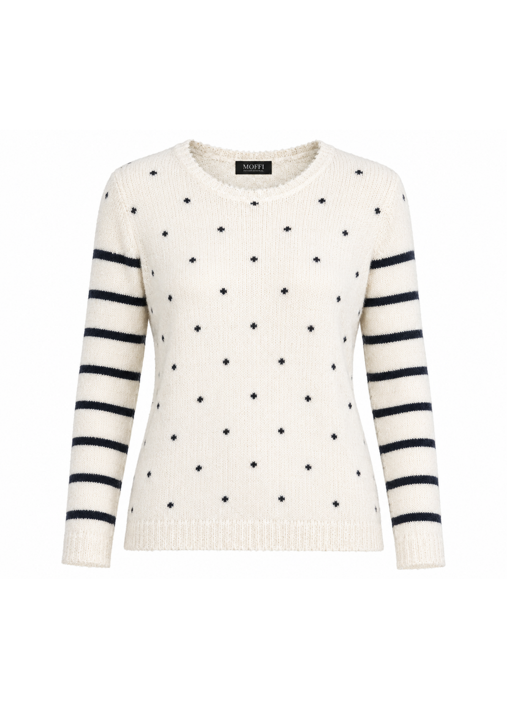 Moffi International Moffi Striped Knit Sweater w/ Dots
