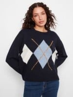 Charlie B Charlie B Long Sleeve Crew Sweater Argyle