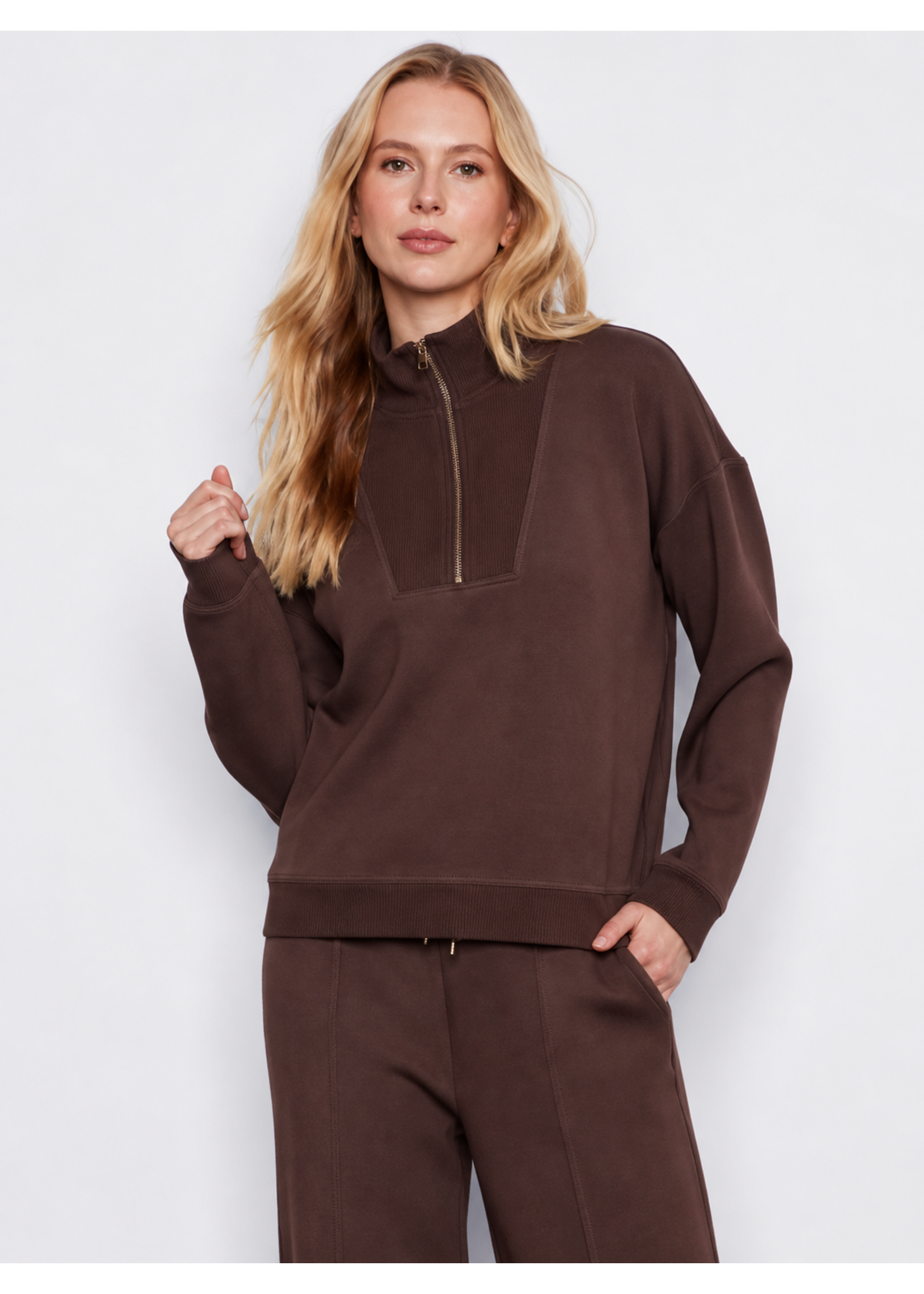 Charlie B Charlie B Half Zip Collar Sweatshirt