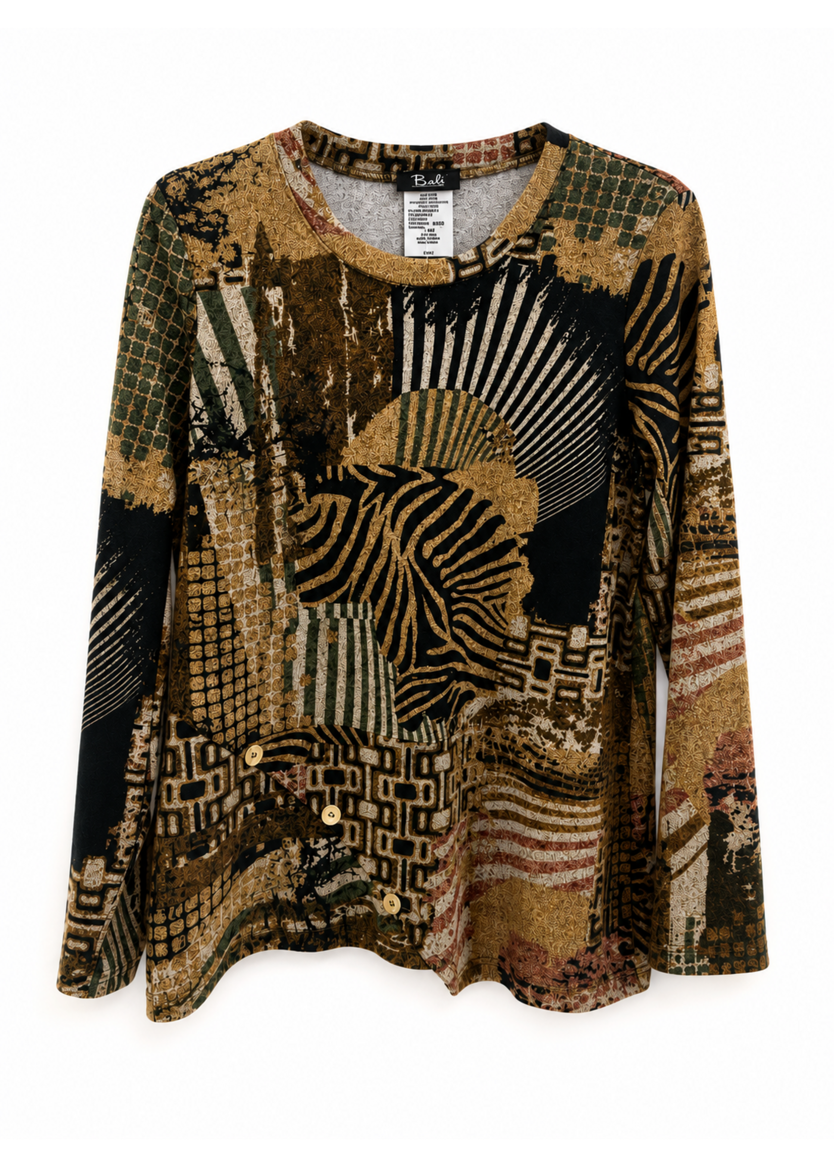 Bali Bali Abstract Print Long-Sleeve Top