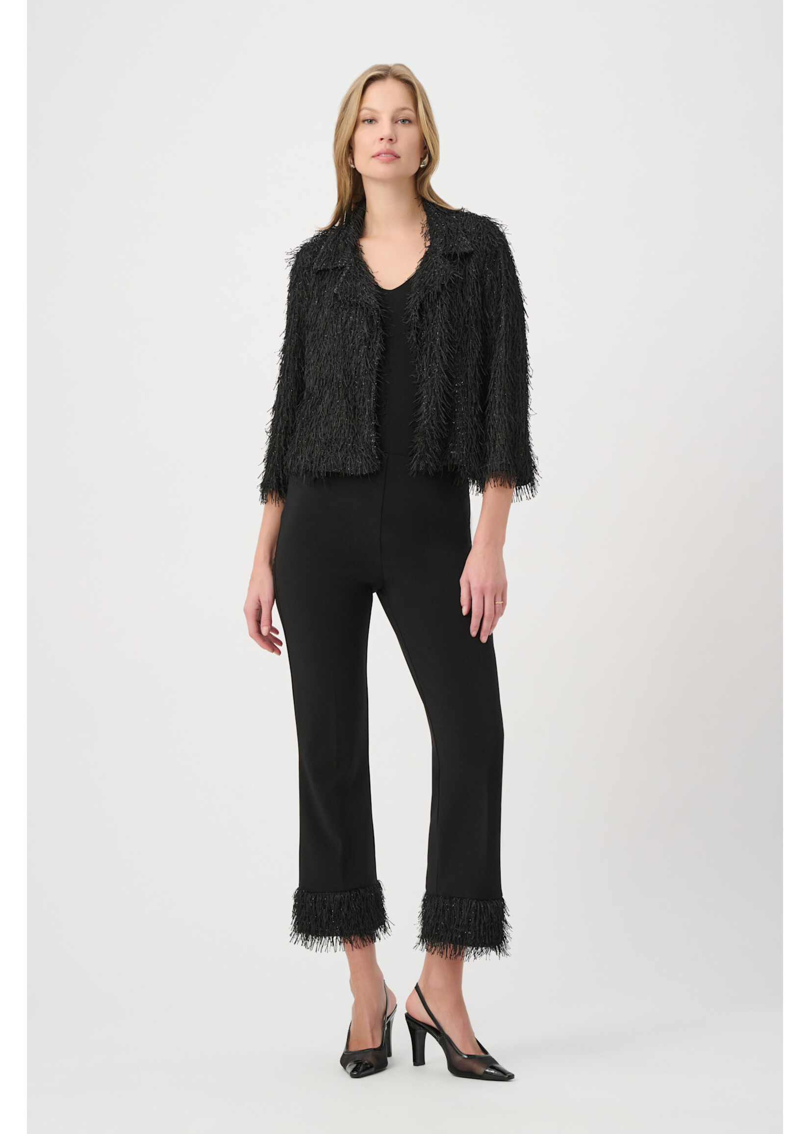 Joseph Ribkoff JR Fringed Short Blazer