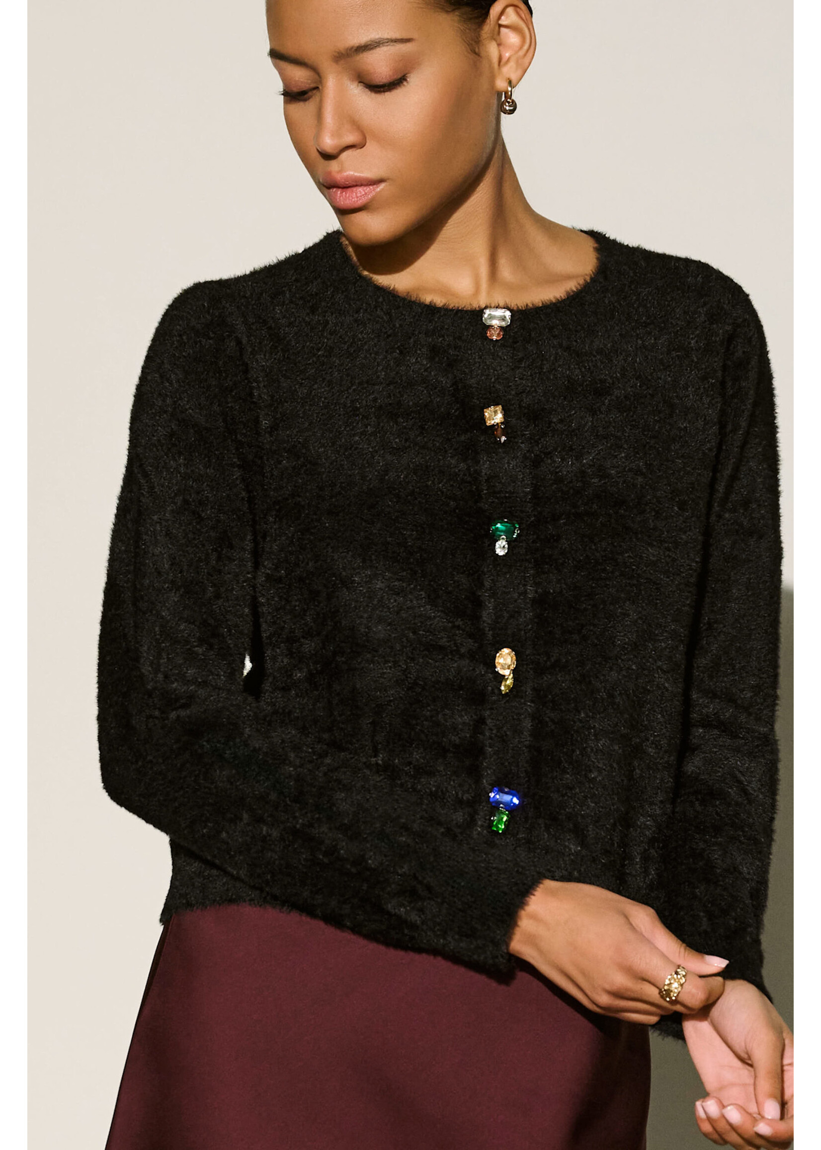 Joseph Ribkoff JR Bejeweled Crewneck Cardigan