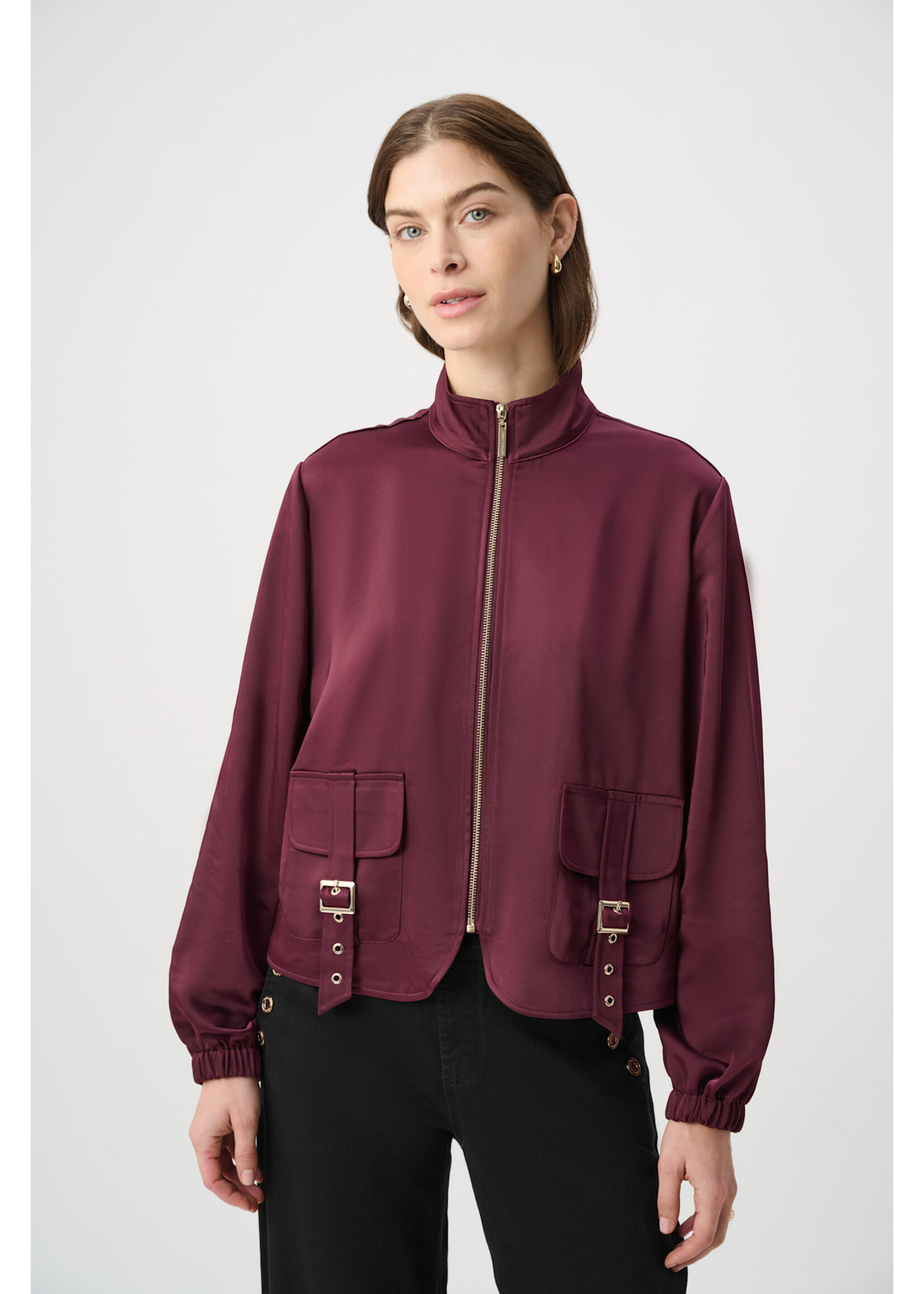 Joseph Ribkoff JR Satin Puff Sleeve Utility Jacket