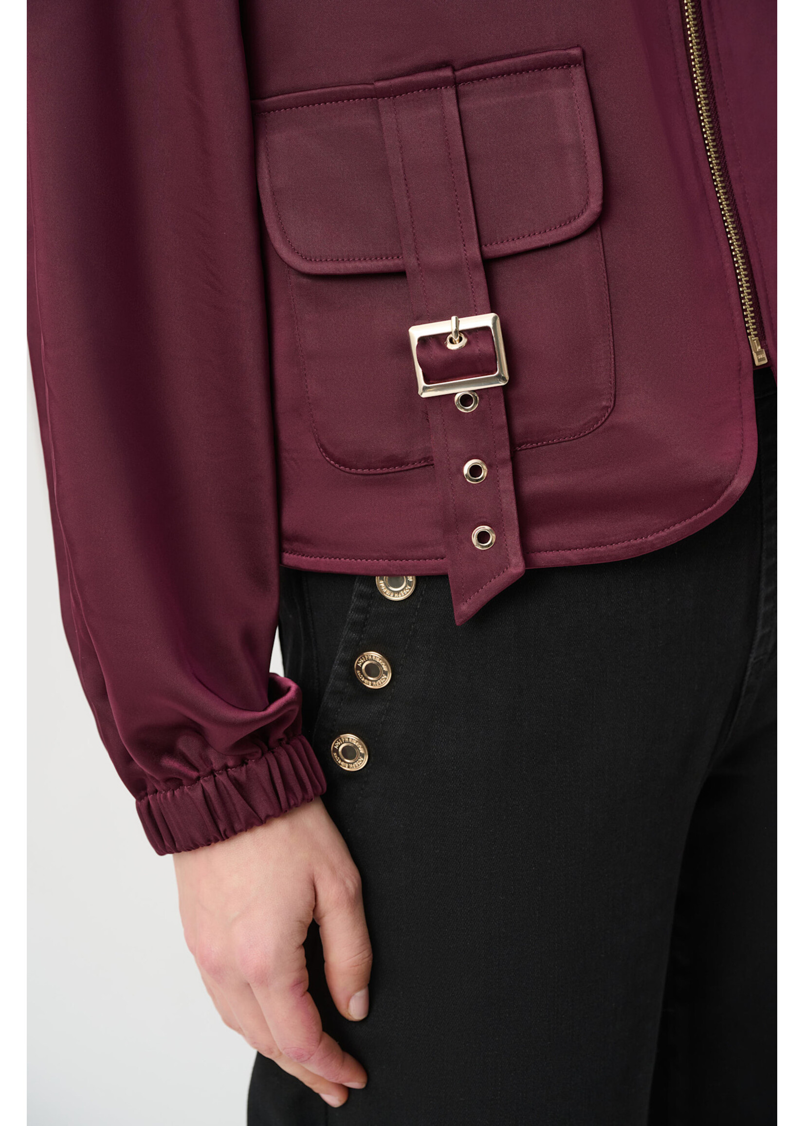 Joseph Ribkoff JR Satin Puff Sleeve Utility Jacket