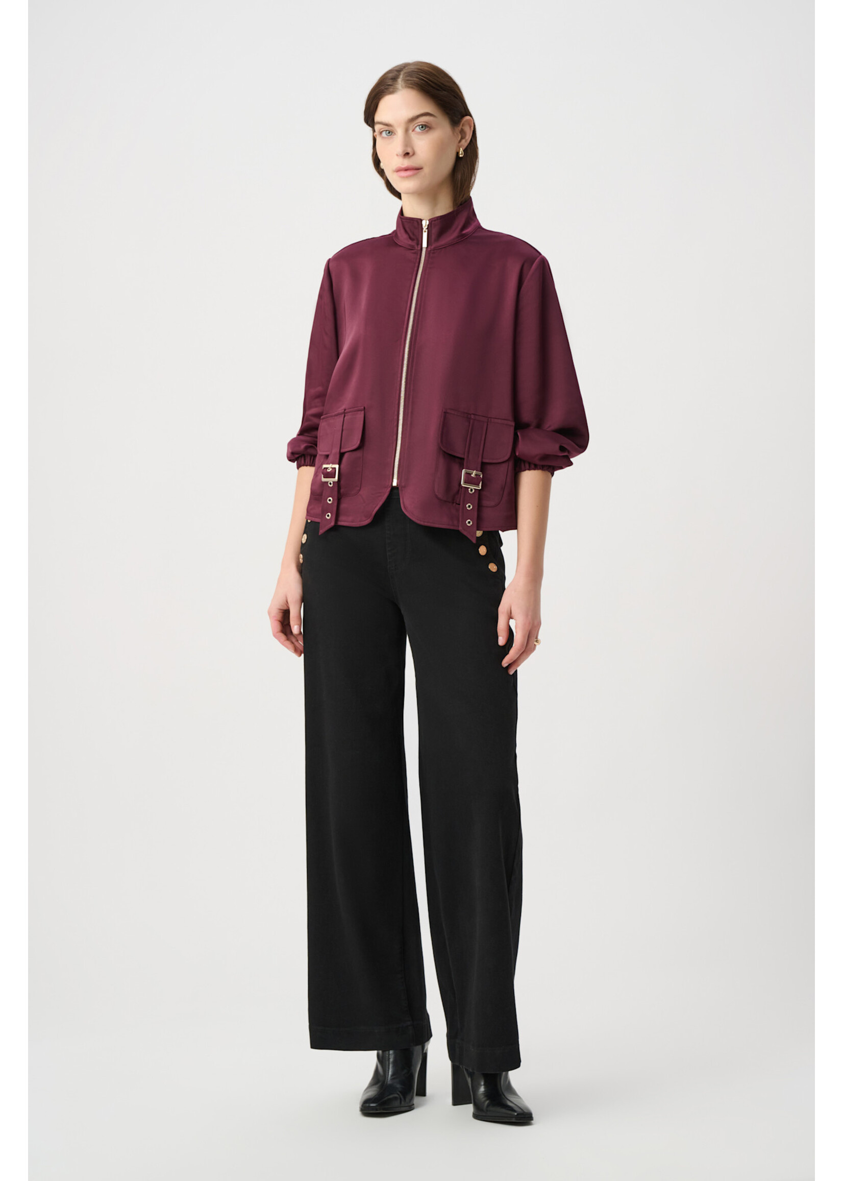 Joseph Ribkoff JR Satin Puff Sleeve Utility Jacket