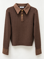 Miss Charm Miss Charm Sweater Polo Brown O/S