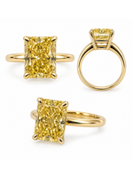 Custom Radiant Cut Lab Diamond Ring Vivid Yellow 3.41ct size 4.5
