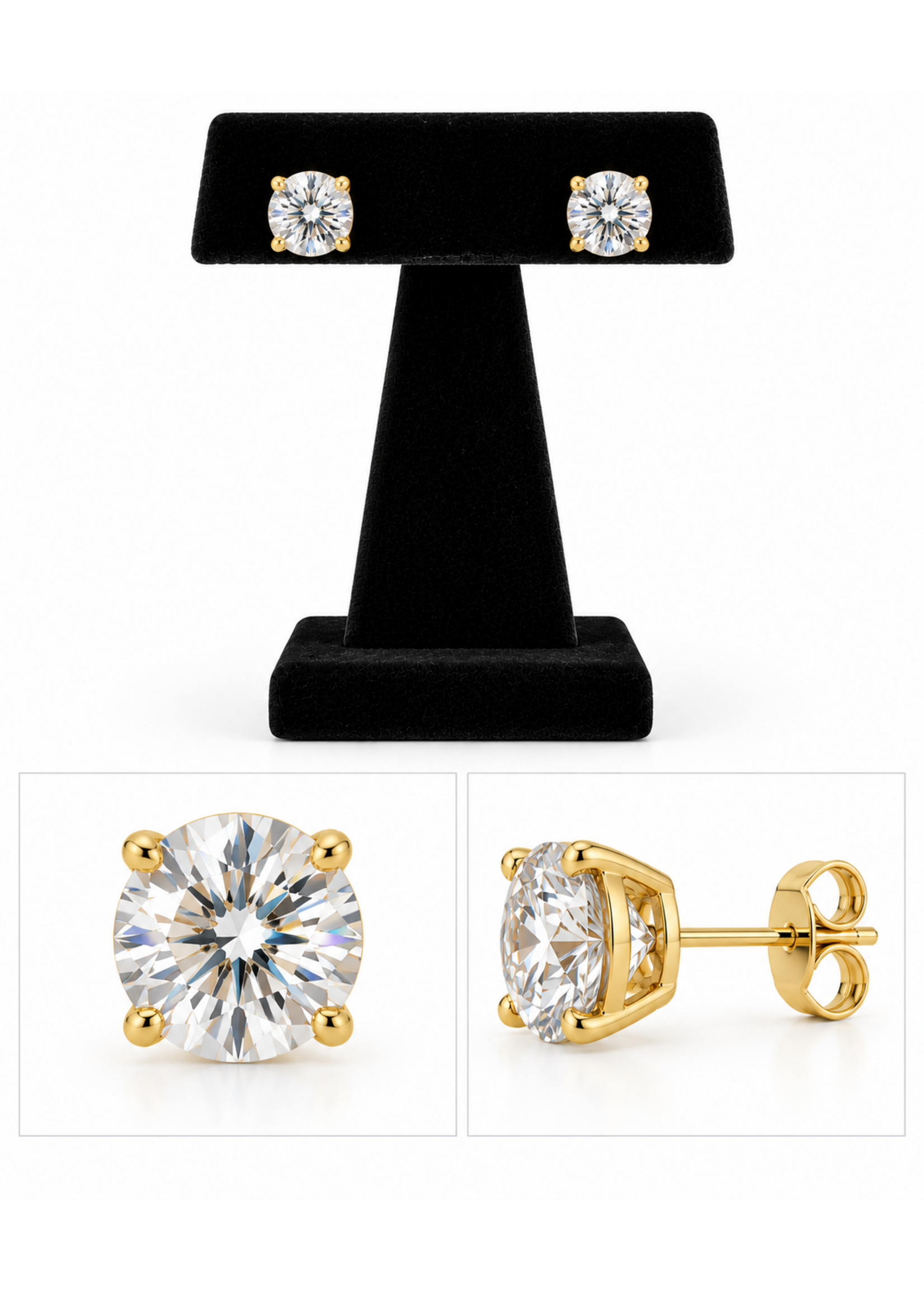 Vintage 14ky Swarovski Crystal Stud Earrings MSRP $375