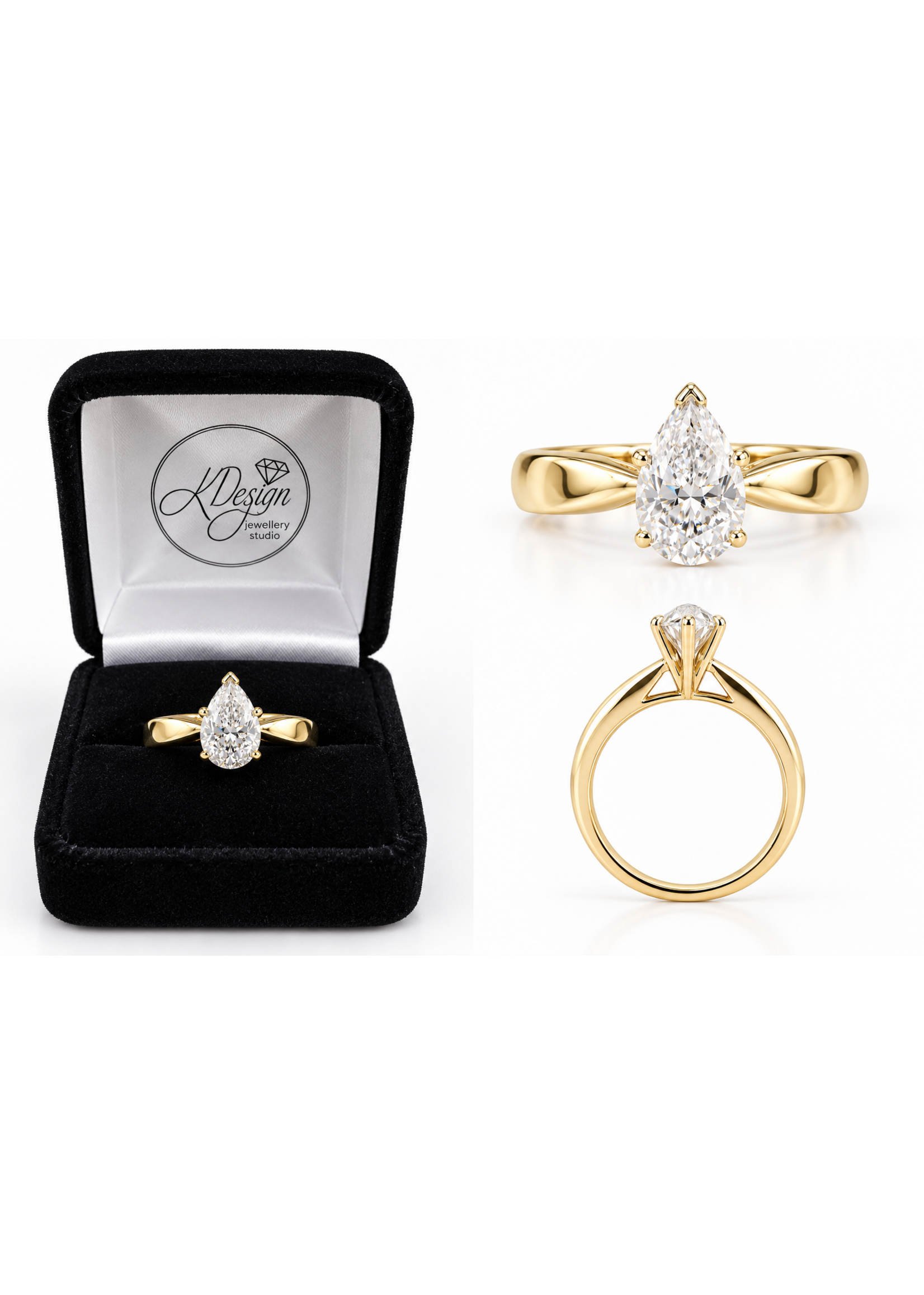 Vintage Vintage Pear 1.5ct Moissanite Diamond 14kyw Size 9