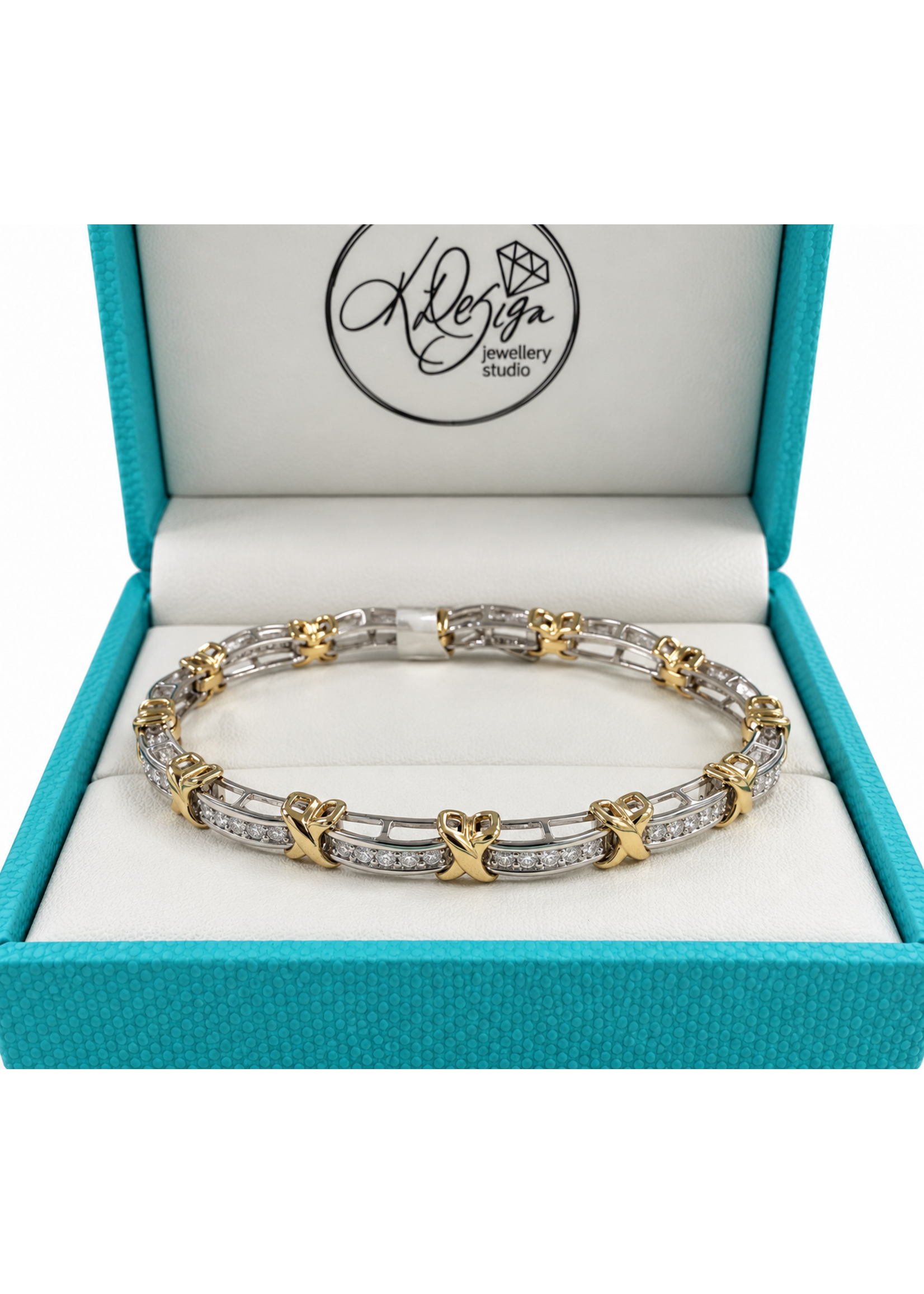 Vintage 10kwy Heavy X O Diam. Tennis Bracelet 7.5" 3.3 ctw MSRP $7500
