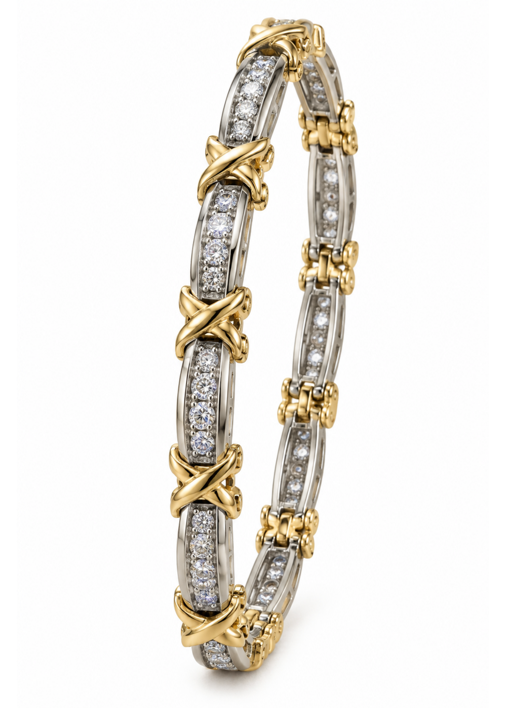 Vintage 10kwy Heavy X O Diam. Tennis Bracelet 7.5" 3.3 ctw MSRP $7500