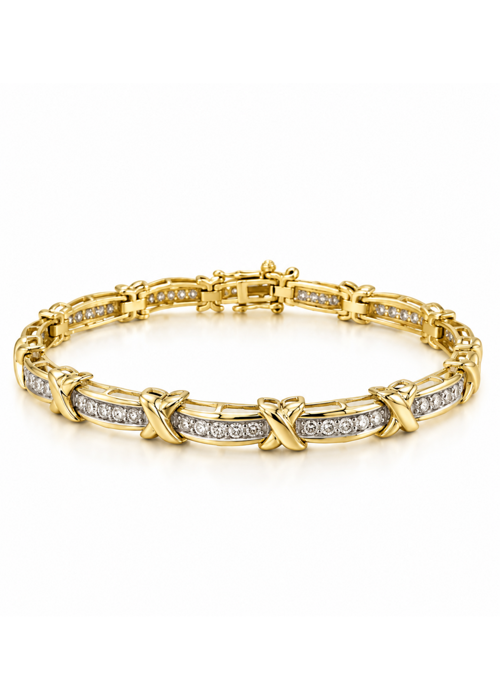 Vintage X O Diamond Tennis Bracelet 10ky 1.98ctw MSRP $7500
