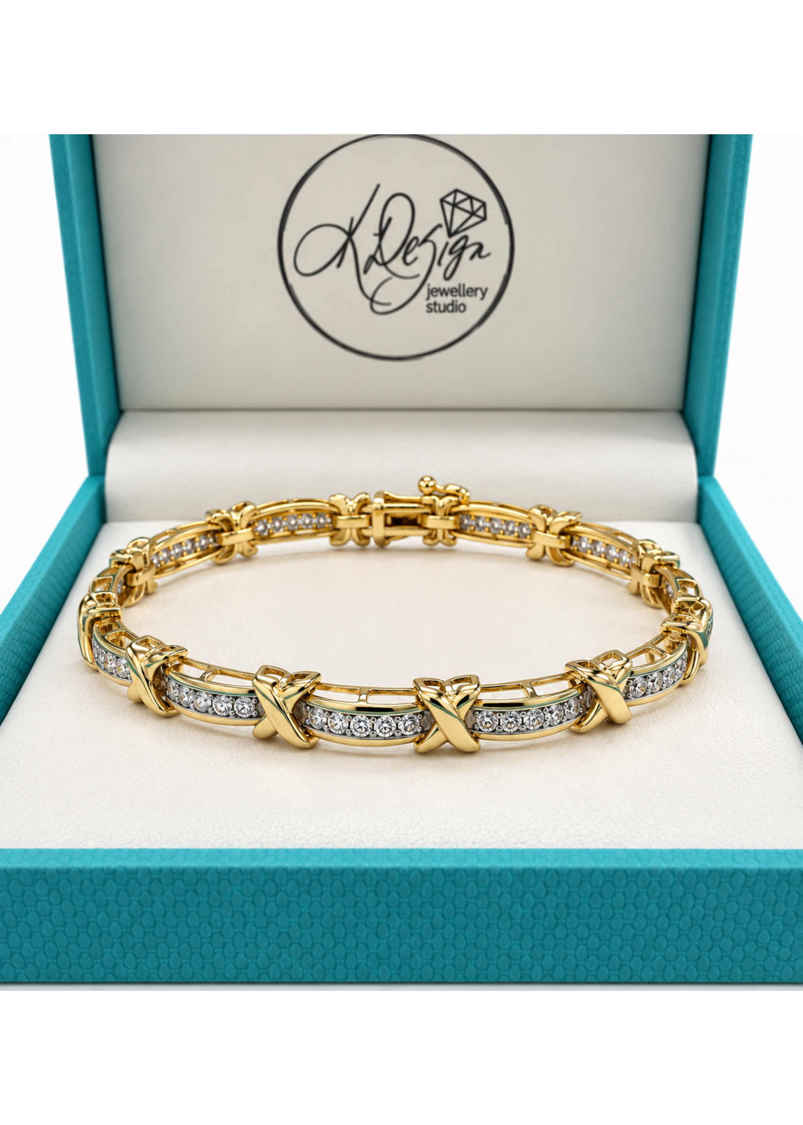 Vintage X O Diamond Tennis Bracelet 10ky 1.98ctw MSRP $7500