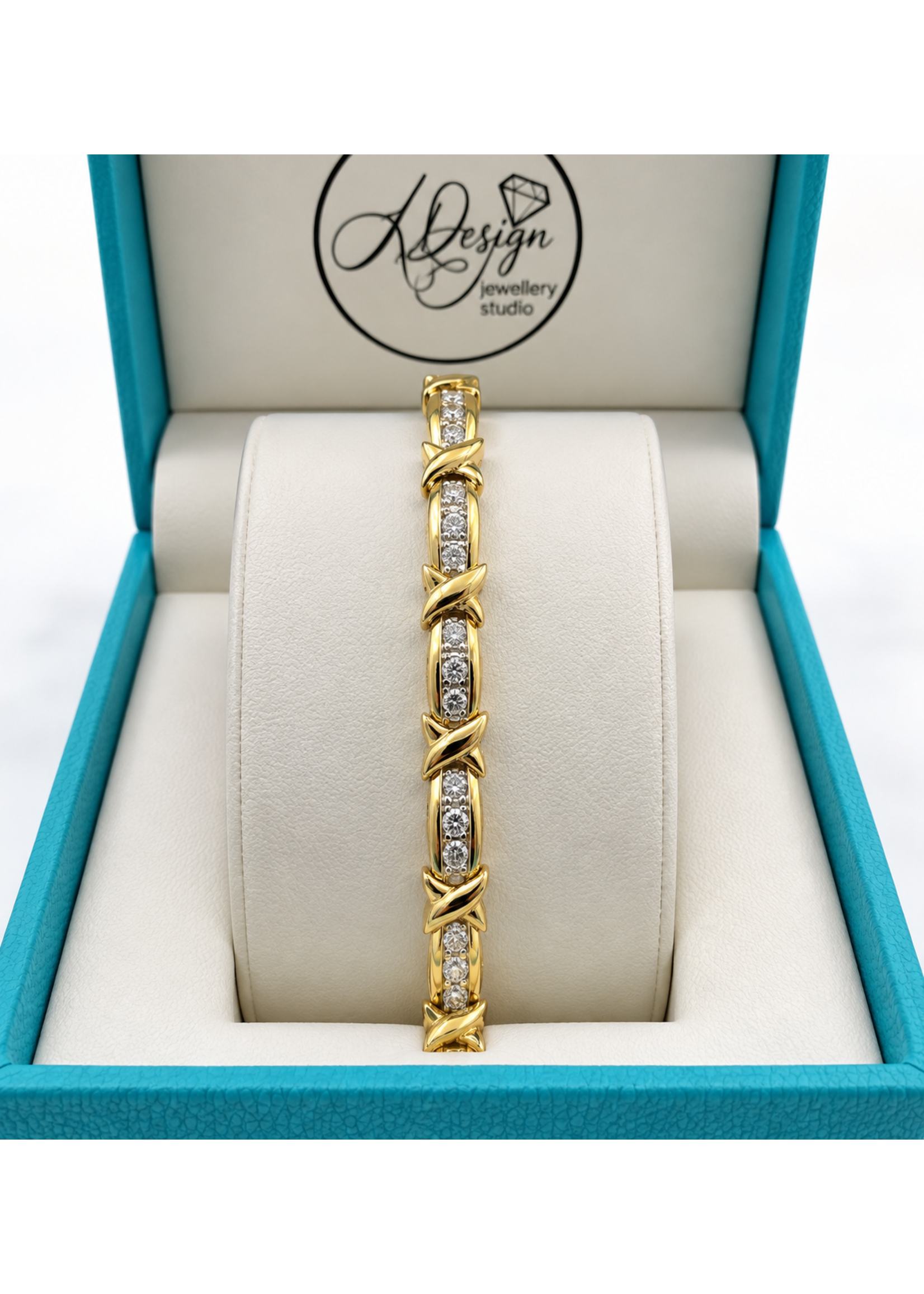 Vintage X O Diamond Tennis Bracelet 10ky 1.98ctw MSRP $7500