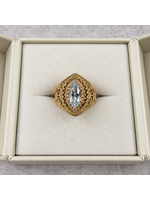 Vintage 10ky Filigree Marquis Crystal Cocktail Ring size 7.5 MSRP $800