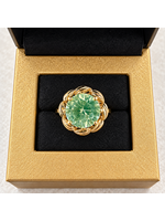 Vintage Flower Ring with Green Stone 10ky SZ 8 MSRP $800