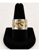 Custom Wide Sterling, Gold, Diamond Hammer Band 13mm