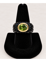 Black Onyx 14ky Bezel Oval Peridot size 7 MSRP $1200