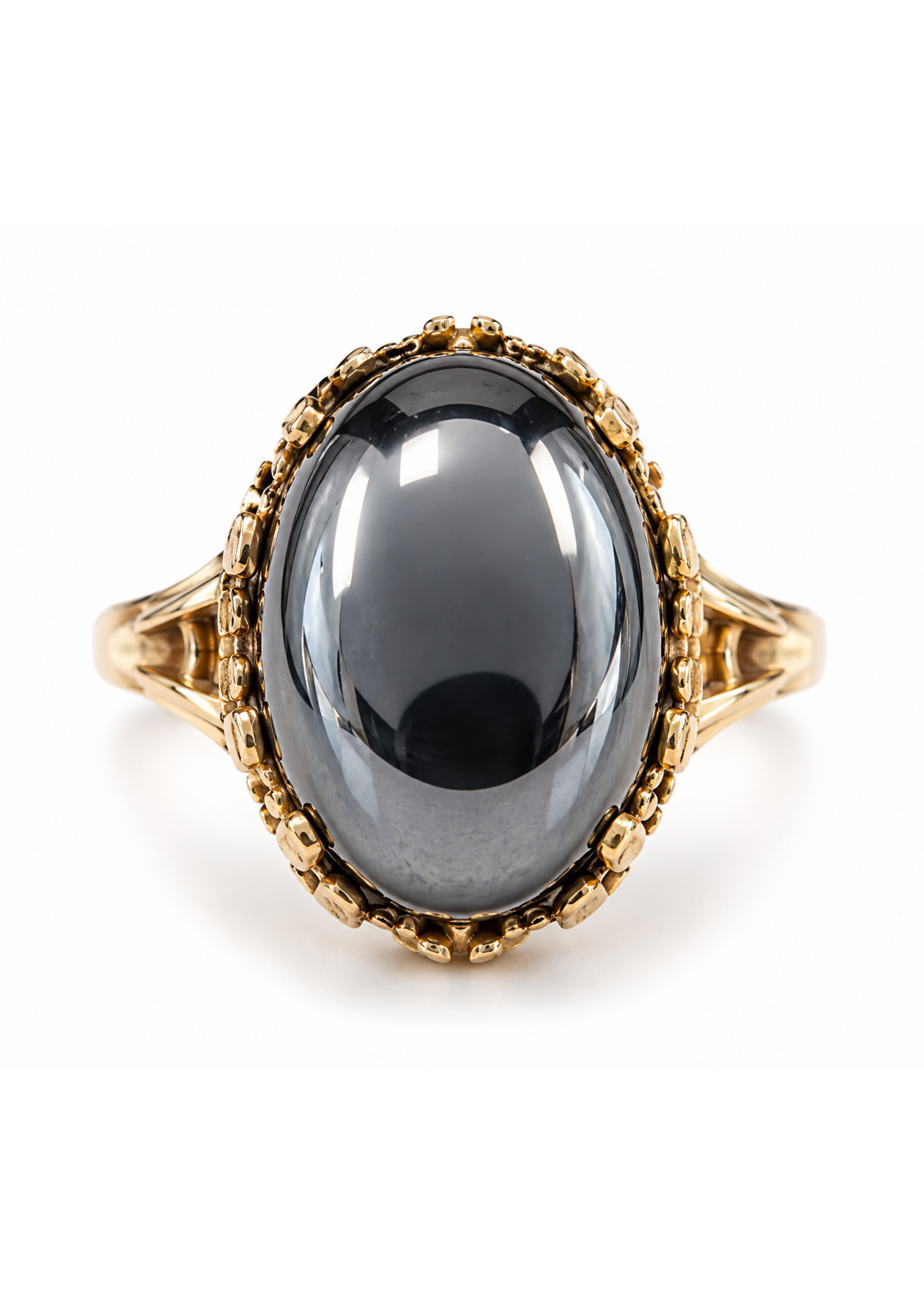 Vintage 10ky Cabochon Black Alaskan Ring Size 8 MSRP $600