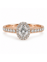 Vintage Two Tone R/W Double Band Oval Halo Diamond SZ 5 MSRP $1800
