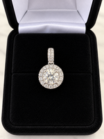 Vintage 10kw Lab Diamond Cluster Double Halo Pendant MSRP $1200