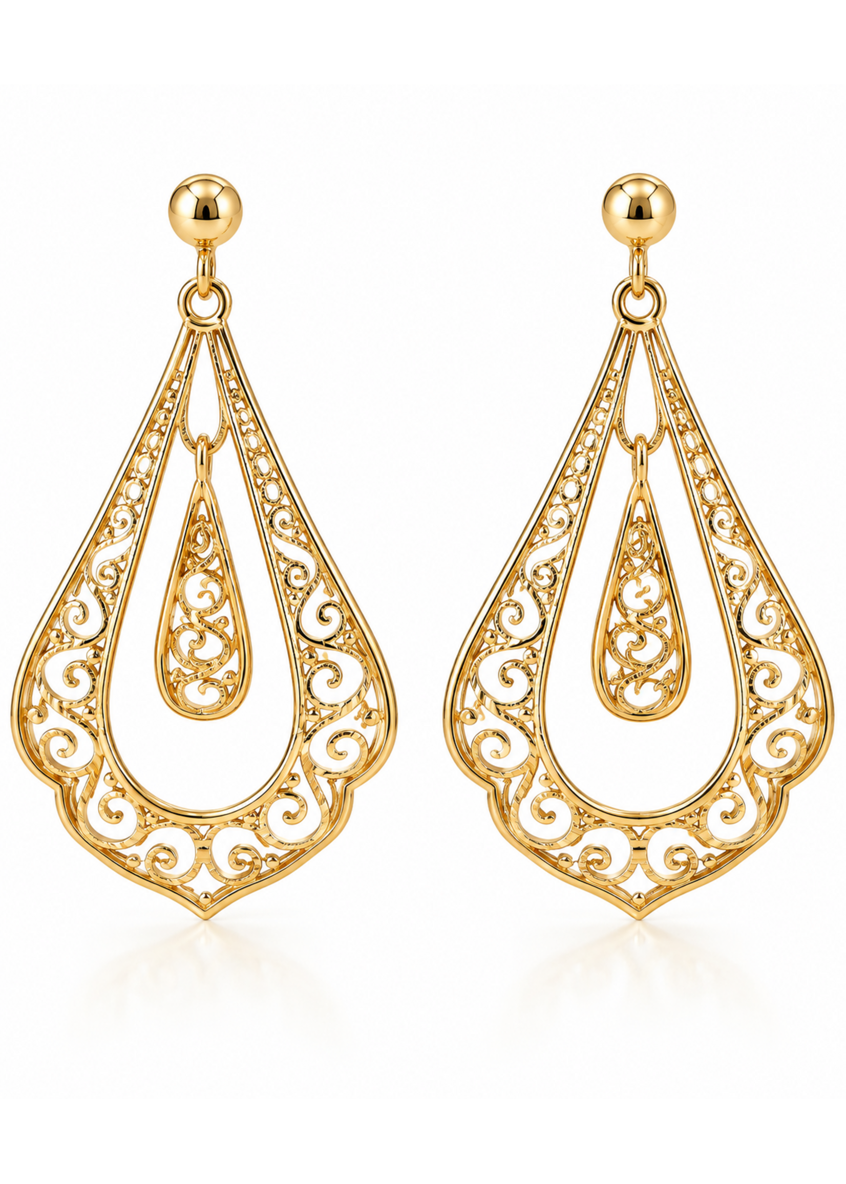 Vintage 14ky Filigree Dangle Earrings MSRP $600
