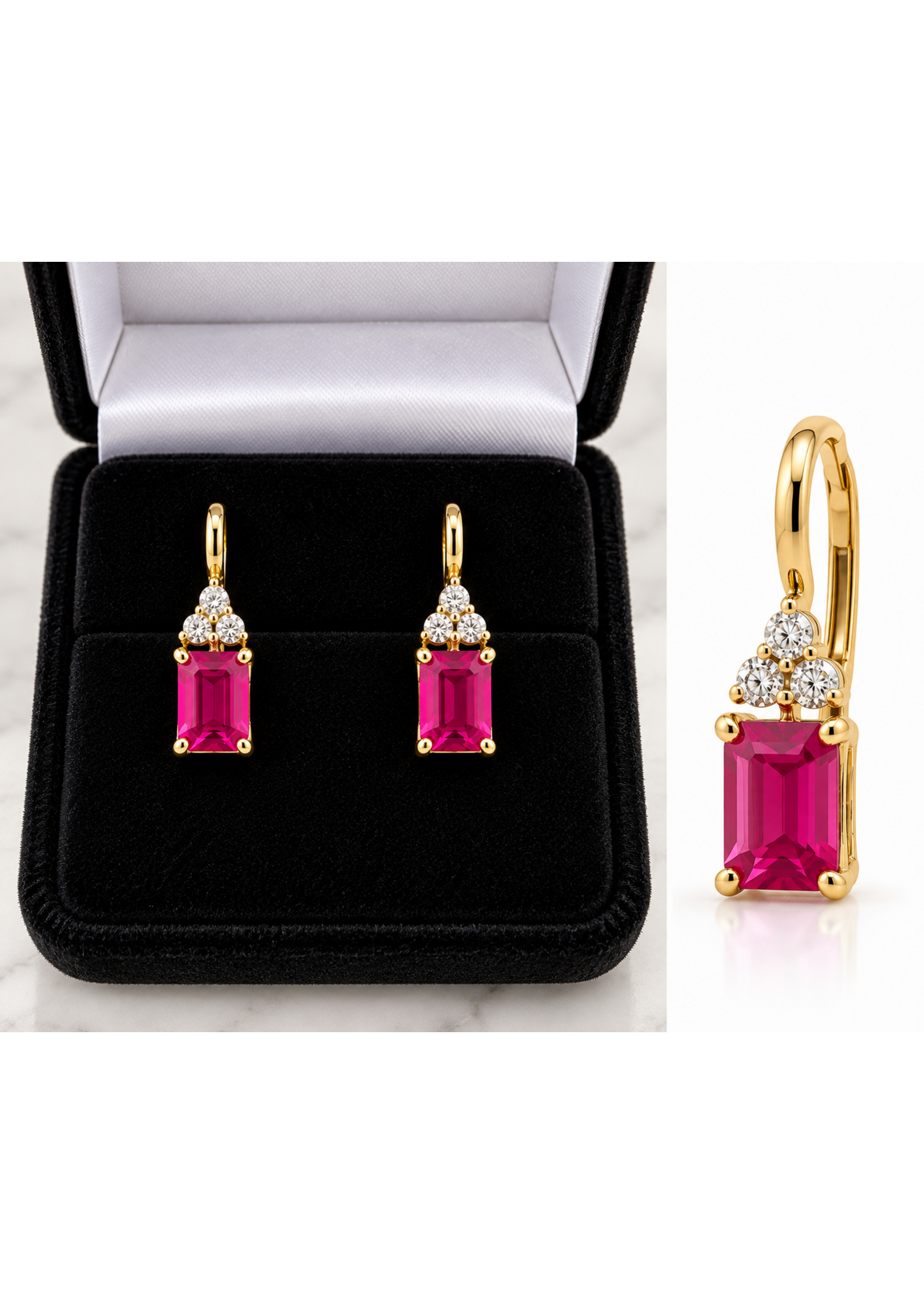 Vintage 10ky Ruby Drop Earrings 1.12ctw MSRP $4500