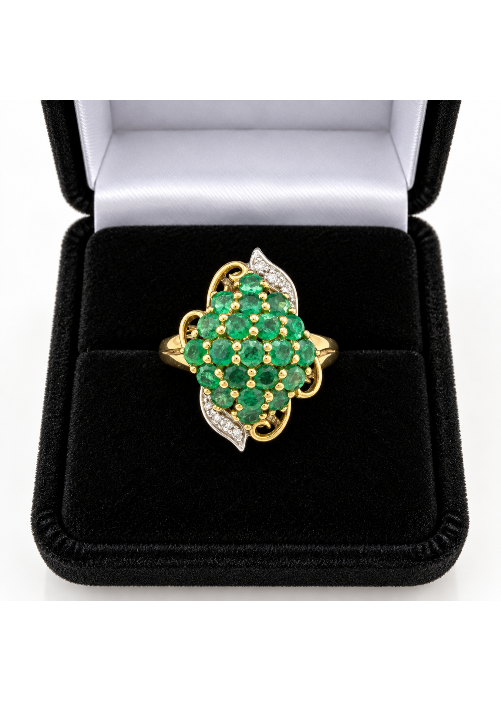 Vintage 10ky Emerald Cluster Ring size 7.25 MSRP $3200