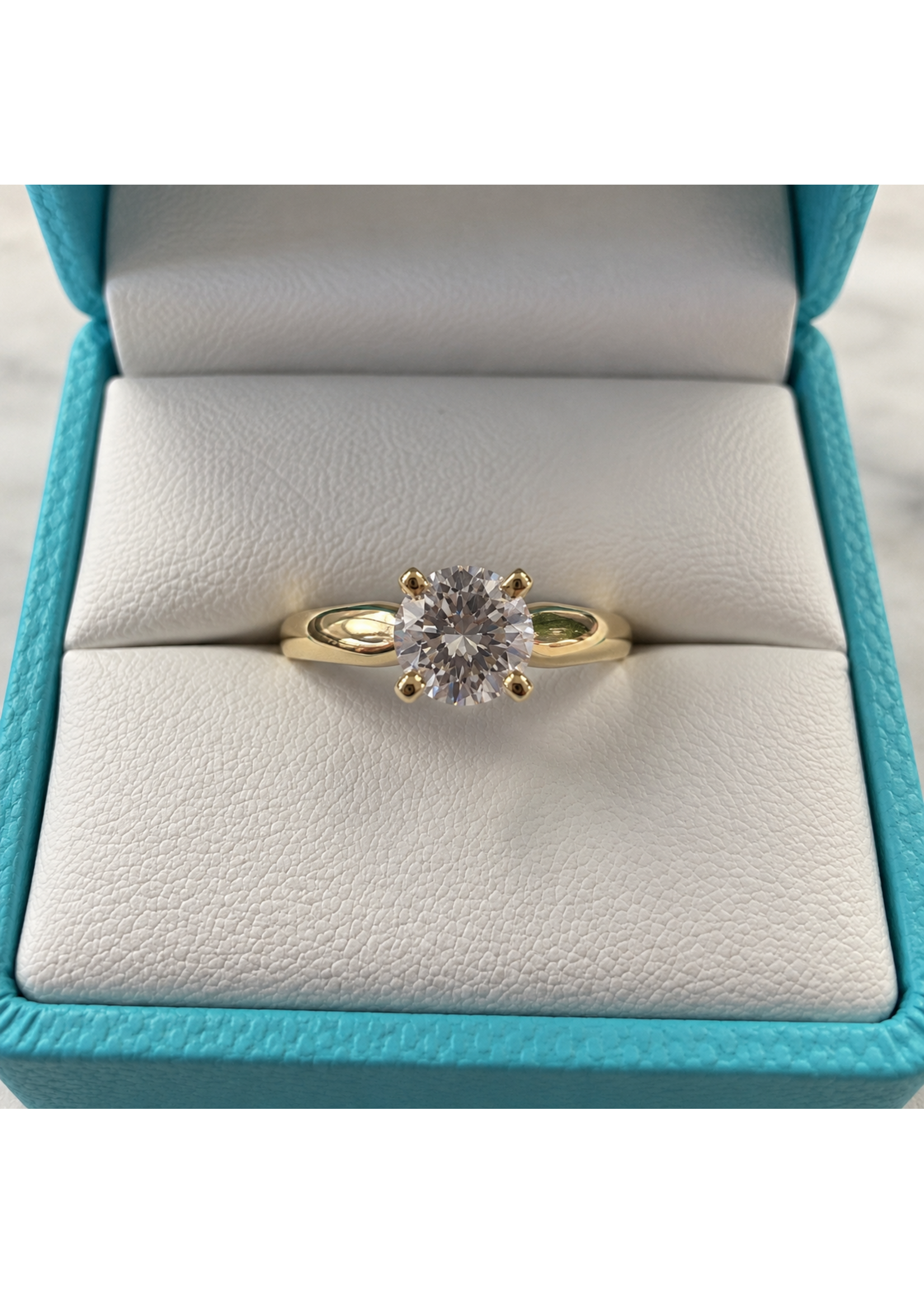 Vintage 10ky CZ Solitaire Ring 1ctw