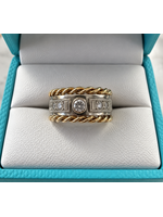Vintage 14ky Two-Tone Diam. Band Twisted Edge size 5 MSRP $2800