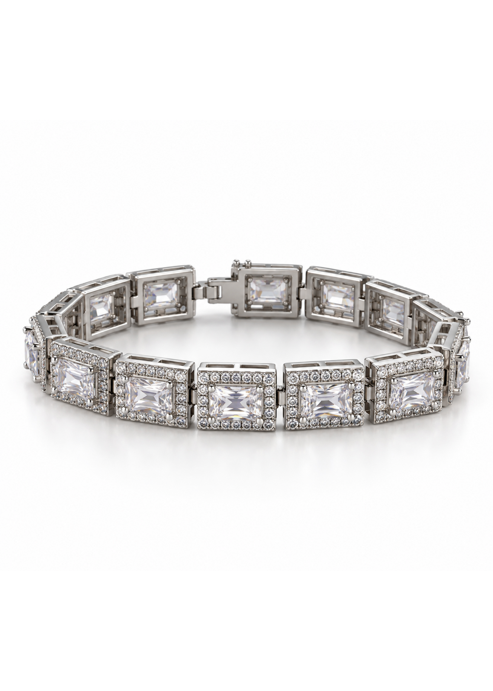 Sterling Emerald Cut CZ Tennis Bracelet