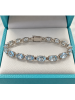 Sterling Aquamarine Tennis Bracelet 7.5"