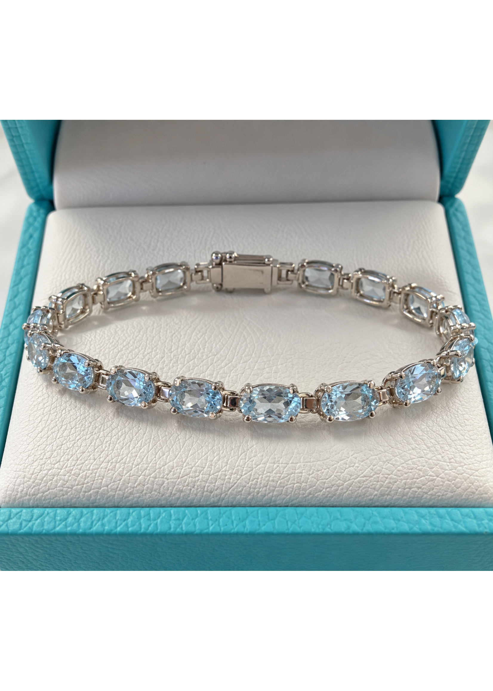 Sterling Aquamarine Tennis Bracelet 7.5"