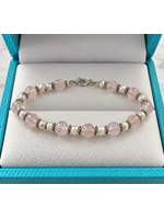 Sterling Rose Quartz & Freshwater Pearl Bracelet 8"