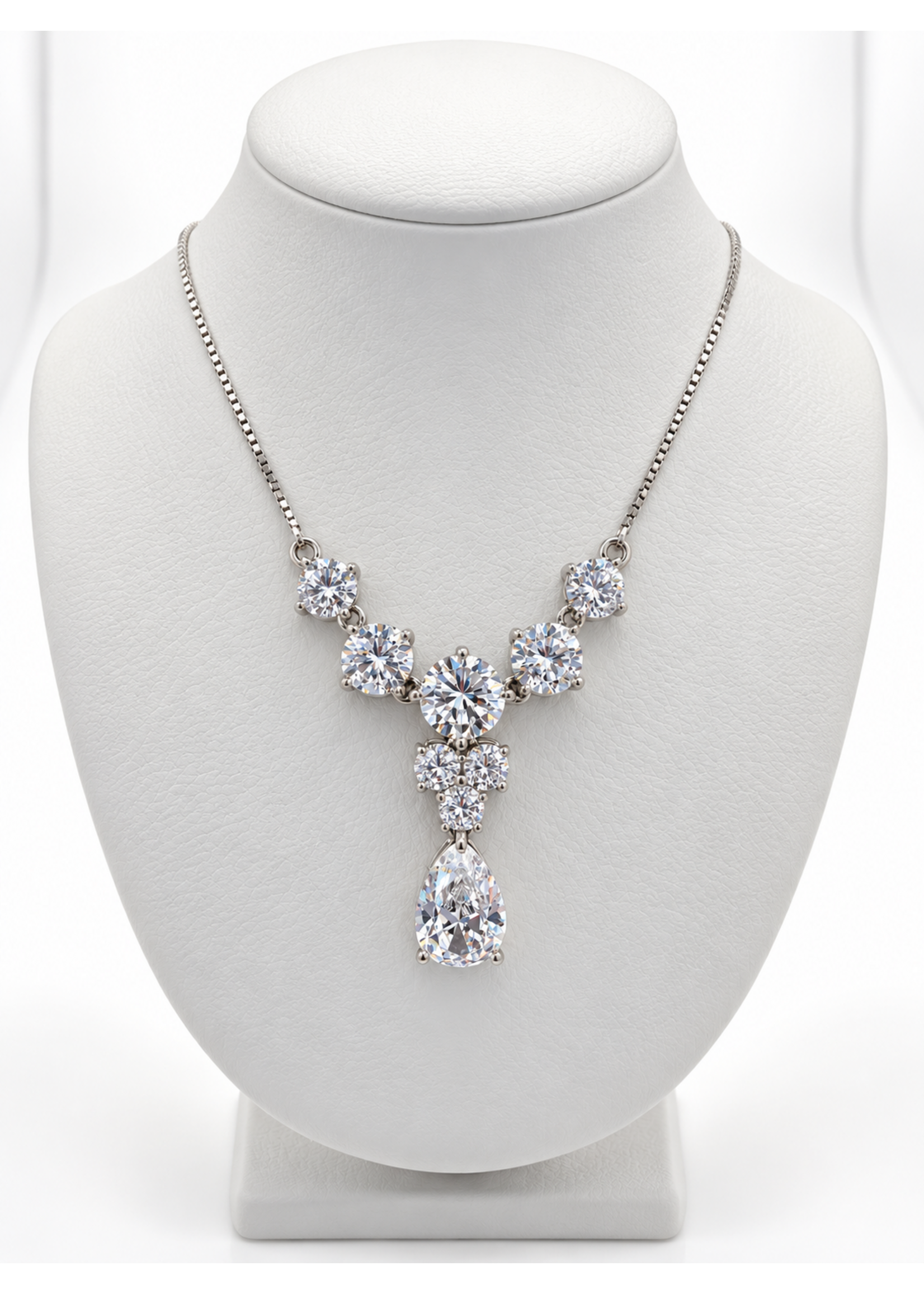 Sterling Pear CZ Cluster Necklace MSRP $300