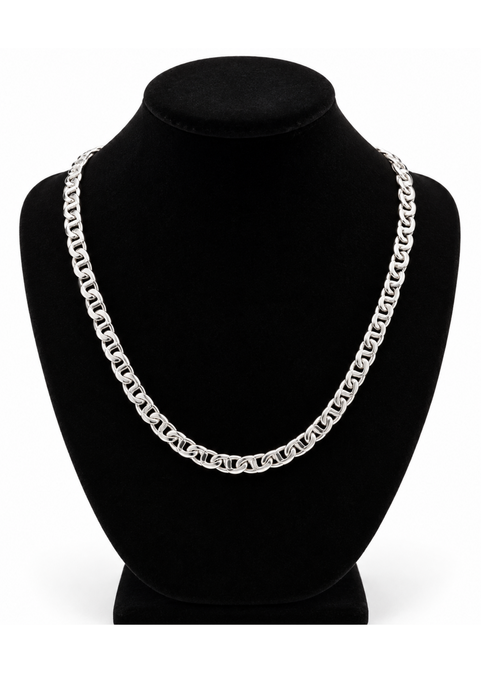 Sterling Silver Rhodium Plated Flat Marine Chain