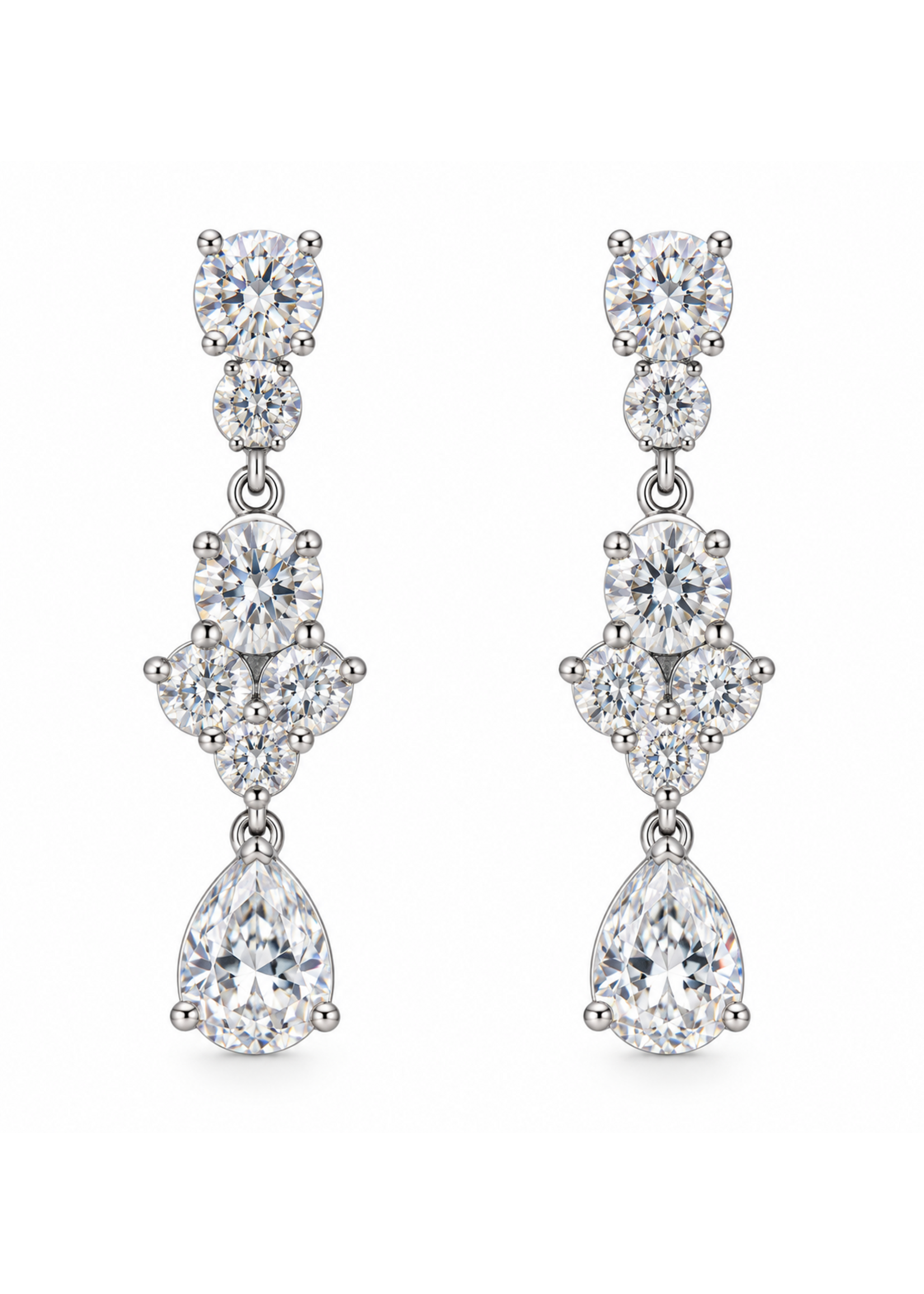 Vintage Sterling Pear Earrings CZ MSRP $250