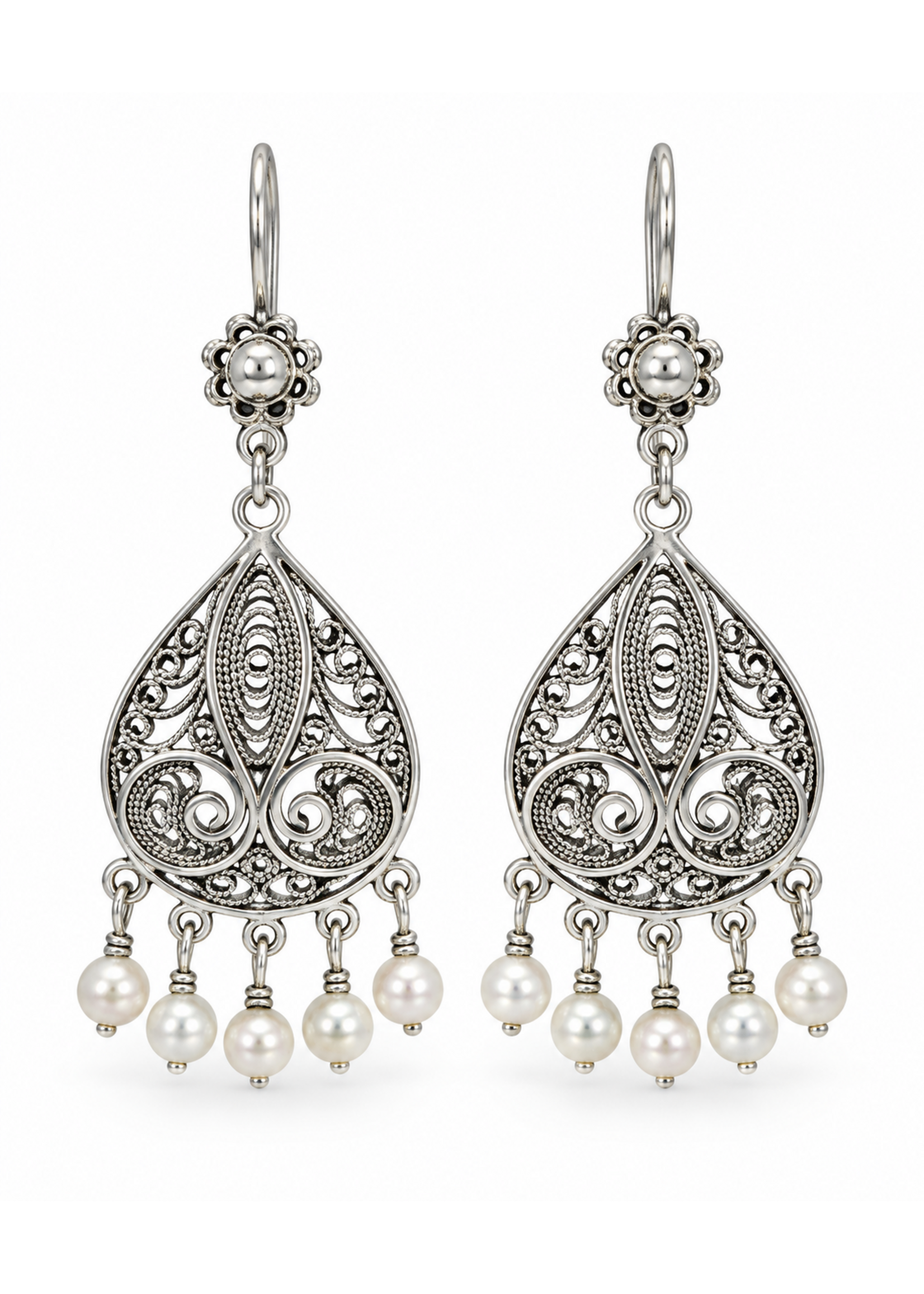 Vintage Sterling Scroll Dangle Earrings