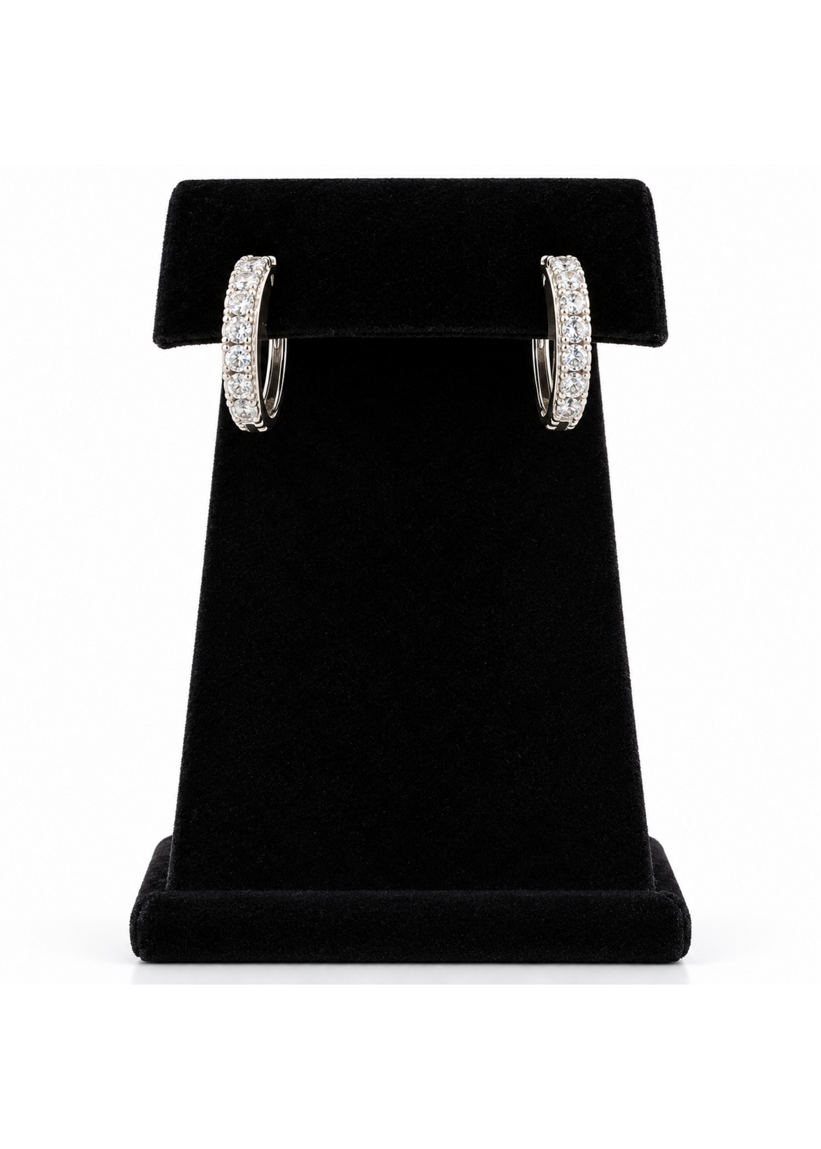 Sterling Huggie CZ Hoop Earrings 16mm
