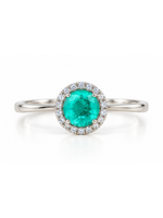 Sterling Round Halo Colored CZ Ring