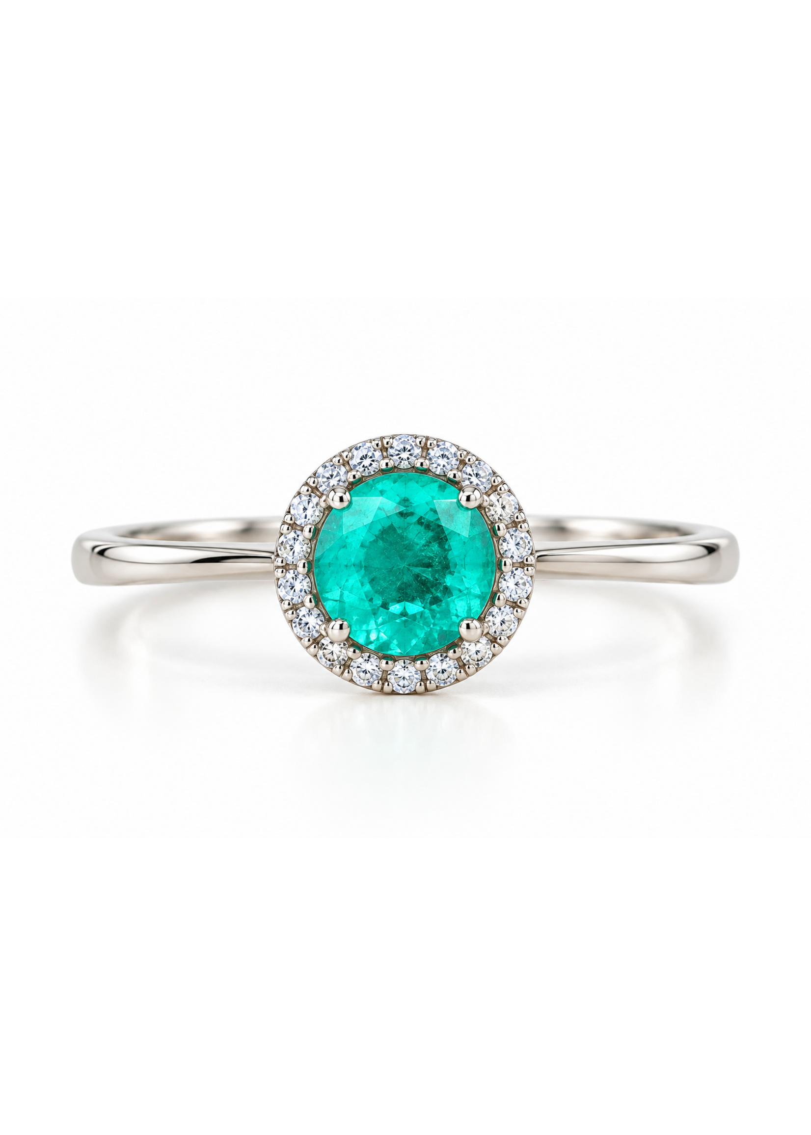 Sterling Round Halo Colored CZ Ring