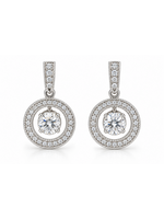 Vintage Sterling CZ Halo Drop Earrings