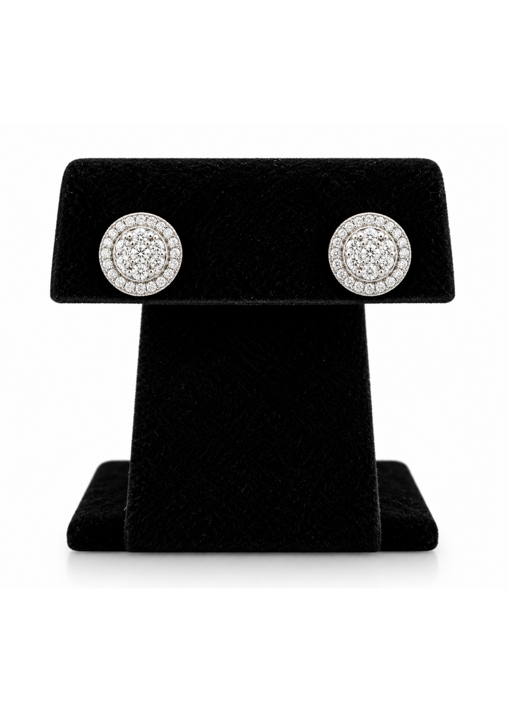 Vintage Vintage Sterling Halo CZ Stud Earrings
